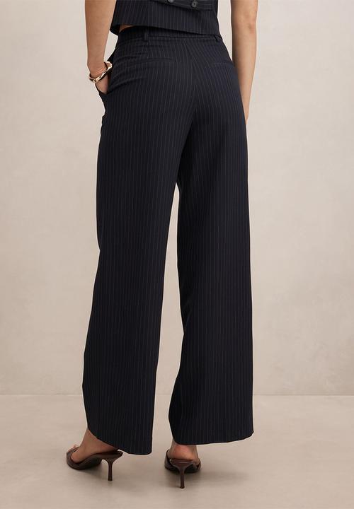 Forever New - Paloma pinstripe wide leg pants in navy 