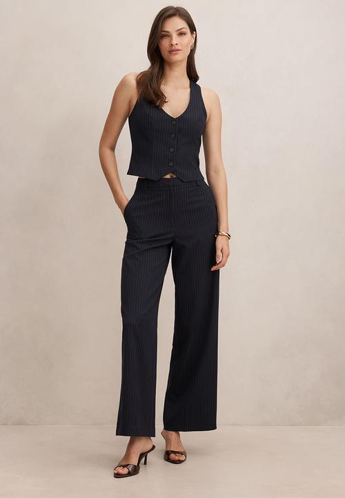 Forever New - Paloma pinstripe wide leg pants in navy 