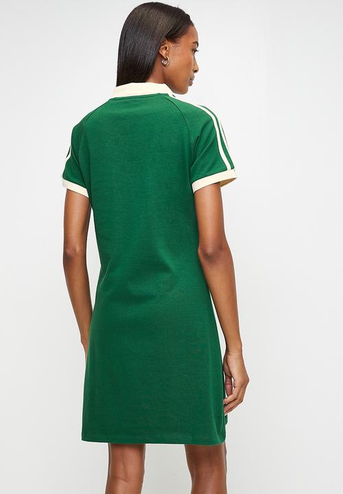 Polo Dress Sprt W - Dark Green/Ecru Tint