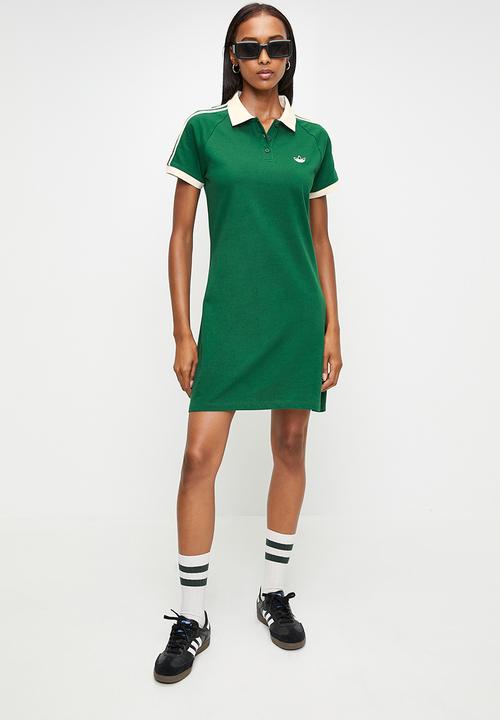 Polo Dress Sprt W - Dark Green/Ecru Tint