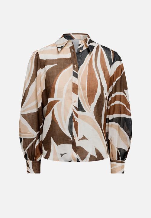 Forever New - Davina long sleeve blouse in devon abstract