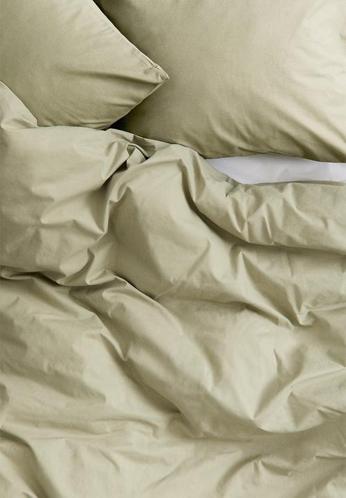 H&M - Cotton double/king duvet cover set - green