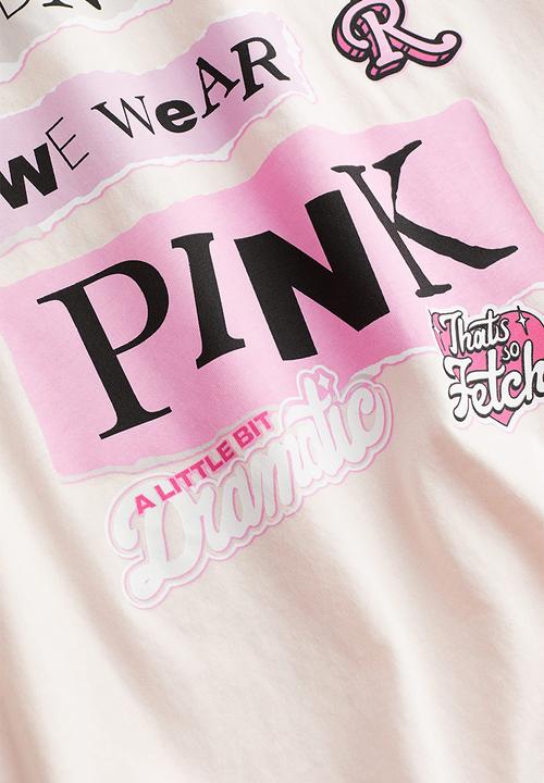 H&M - Oversized printed t-shirt - light pink/mean girls 
