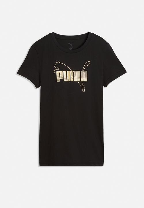 PUMA - Ess Logo Lab Metallic Tee Wck-P - Puma Black-Puma Silver