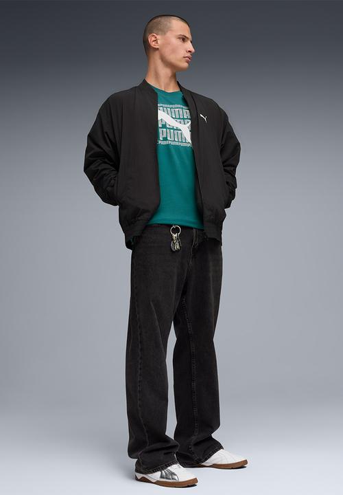 PUMA - GRAPHIC Puma Wording Tee - Emerald Ice
