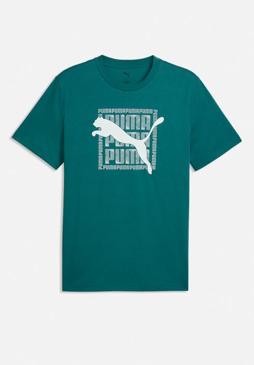 PUMA - GRAPHIC Puma Wording Tee - Emerald Ice