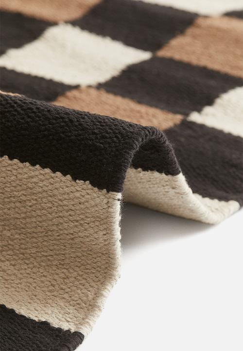 H&M - Checked cotton runner rug - brown/checked