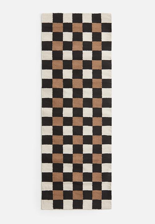 H&M - Checked cotton runner rug - brown/checked