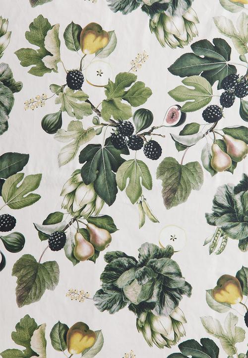 H&M - Water-repellent tablecloth - white/fruit and leaf pattern 