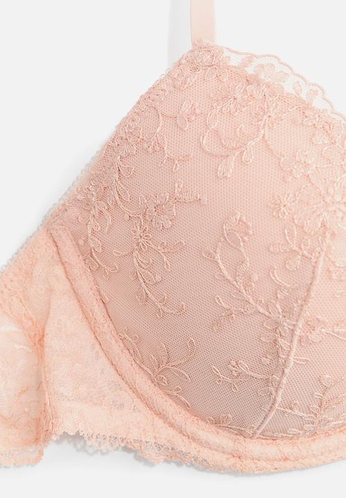 H&M - Embroidered push-up bra - pink