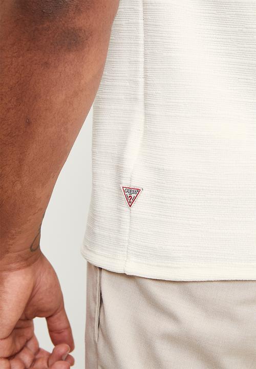 GUESS - Short sleeve Joel Knit Johnnycollar Polo - Salt White