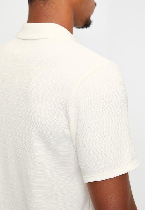 GUESS - Short sleeve Joel Knit Johnnycollar Polo - Salt White