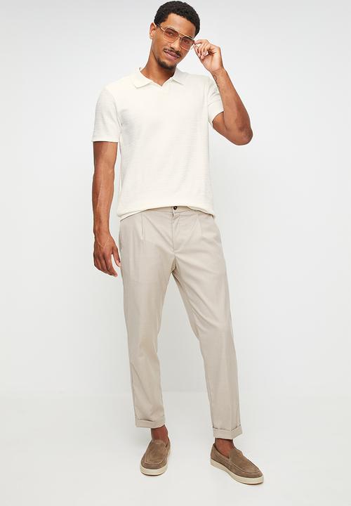 GUESS - Short sleeve Joel Knit Johnnycollar Polo - Salt White