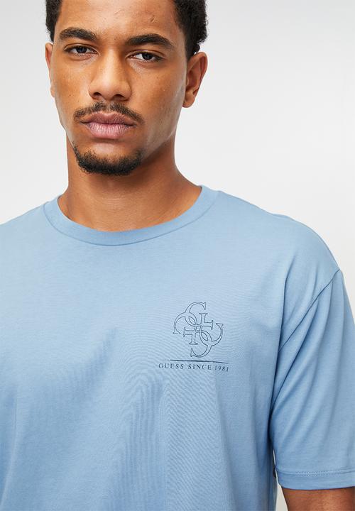 GUESS - Short sleeve  Bsc Dstrssd Quattro G Tee - Parisian Roof Blue