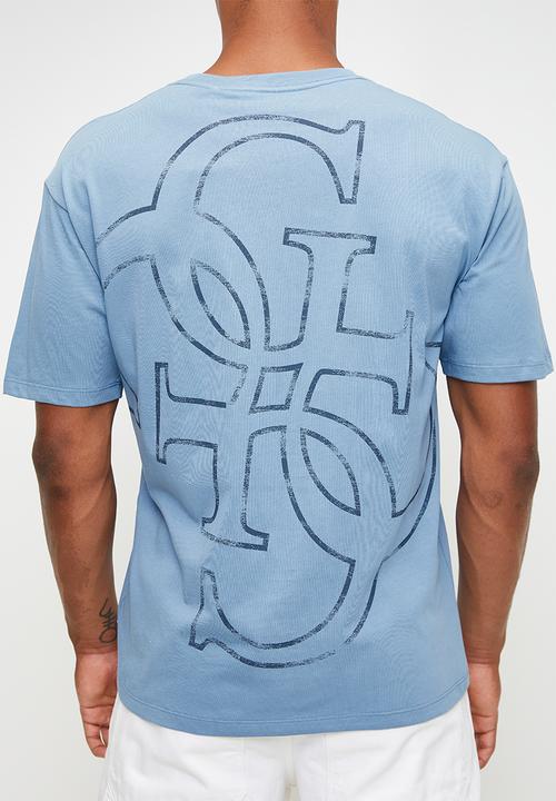 GUESS - Short sleeve  Bsc Dstrssd Quattro G Tee - Parisian Roof Blue