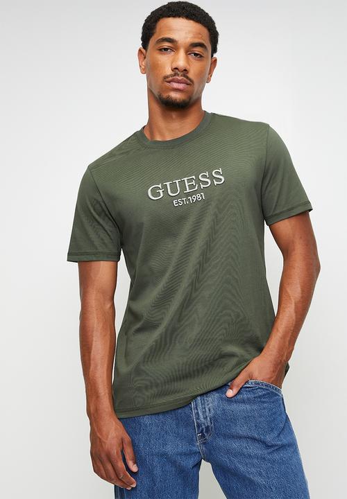 GUESS - Cn Ss Embroidery Logo Tee - Green Depths