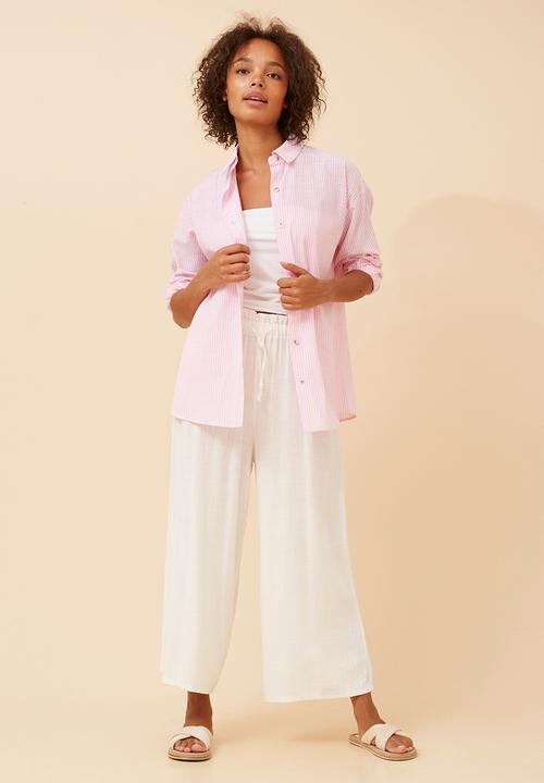 Stella Morgan - Long sleeve Boyfriend Button Through Shirt With Collar - Pink