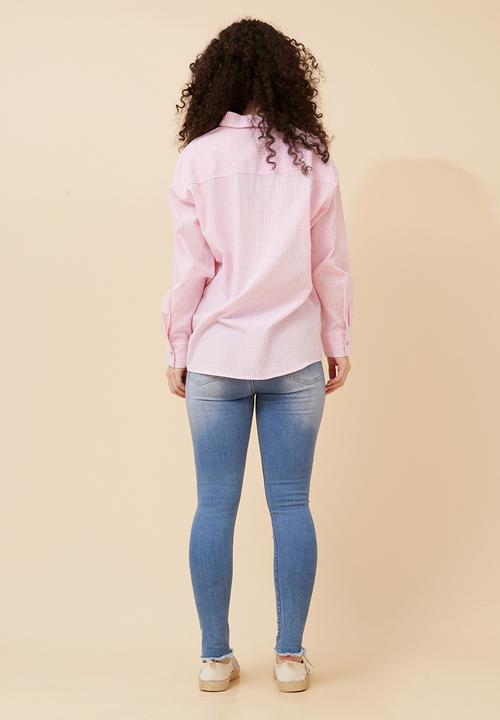 Stella Morgan - Long sleeve Boyfriend Button Through Shirt With Collar - Pink