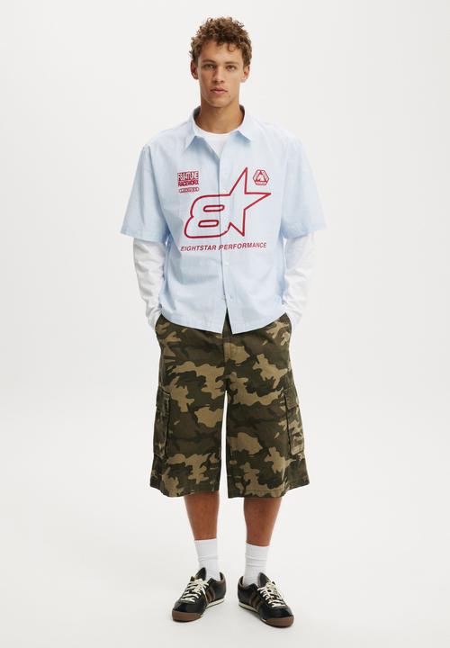 Cotton On - Lucky Short Sleeve Shirt - Blue Stripe/Eightstar