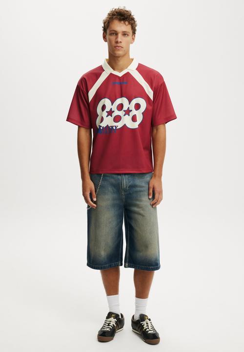 Cotton On - Cropped Sports Jersey - Garnet Red / 888