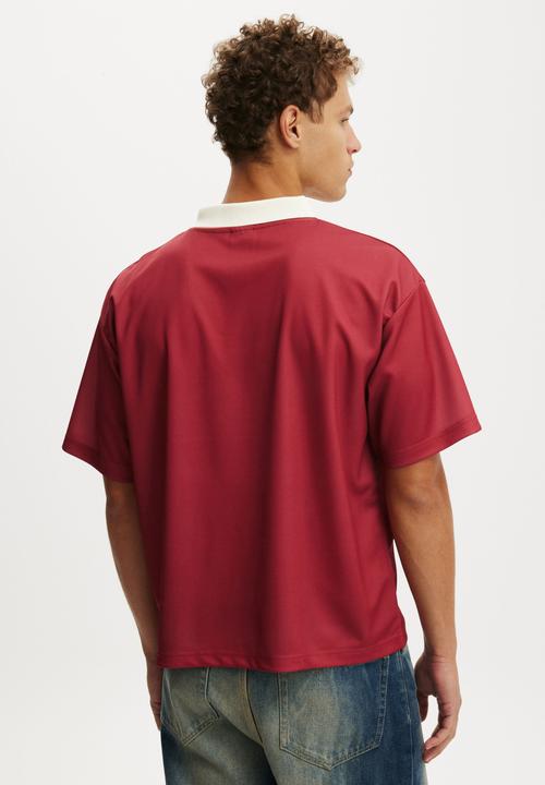 Cotton On - Cropped Sports Jersey - Garnet Red / 888