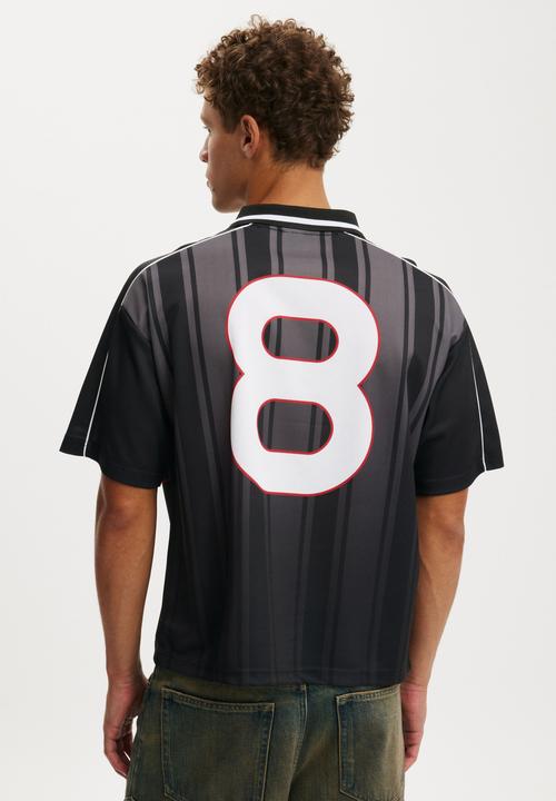 Cotton On - Cropped Sports Jersey - Washed Black/Lucky