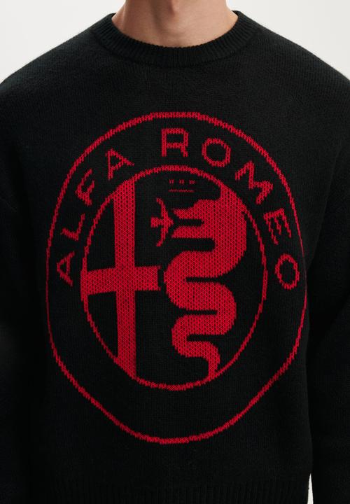 Cotton On - Alfa Romeo Box Fit Crew Knit - Lcn Alfa Romeo/Black