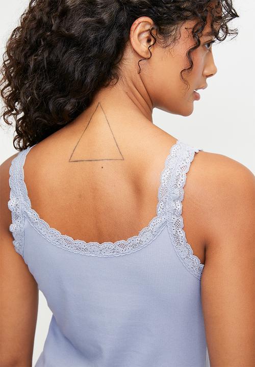 Hunkemoller - Singlet rib jersey lace - purple