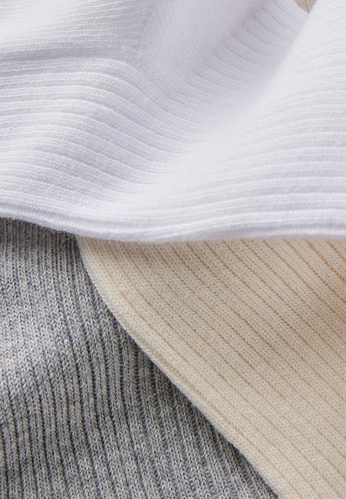 Cotton On - 3 Pack Easy Socks - White/Bone/Grey Marle