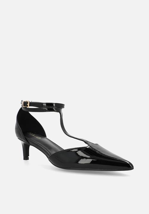 Raid London - Tosha stiletto ankle strap heel - black patent