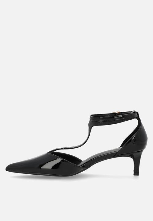 Raid London - Tosha stiletto ankle strap heel - black patent