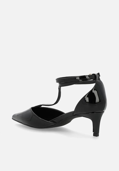 Raid London - Tosha stiletto ankle strap heel - black patent