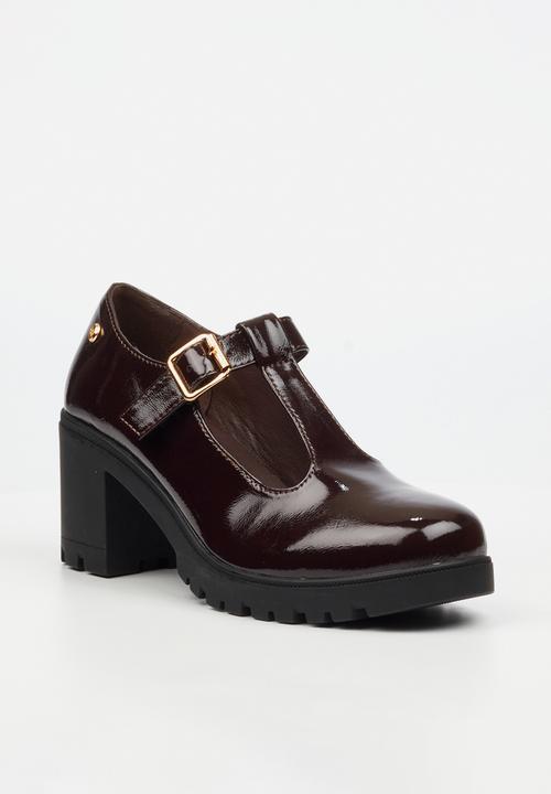 Miss Black - Crave 7 mary jane chunky block heel - chocolate