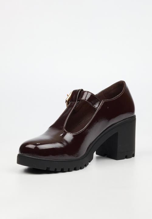 Miss Black - Crave 7 mary jane chunky block heel - chocolate