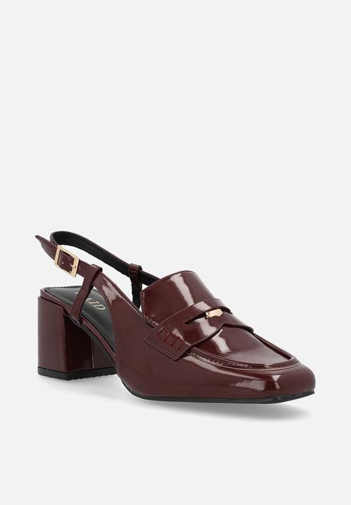 Raid London - Nisha block slingback heel - burgundy patent