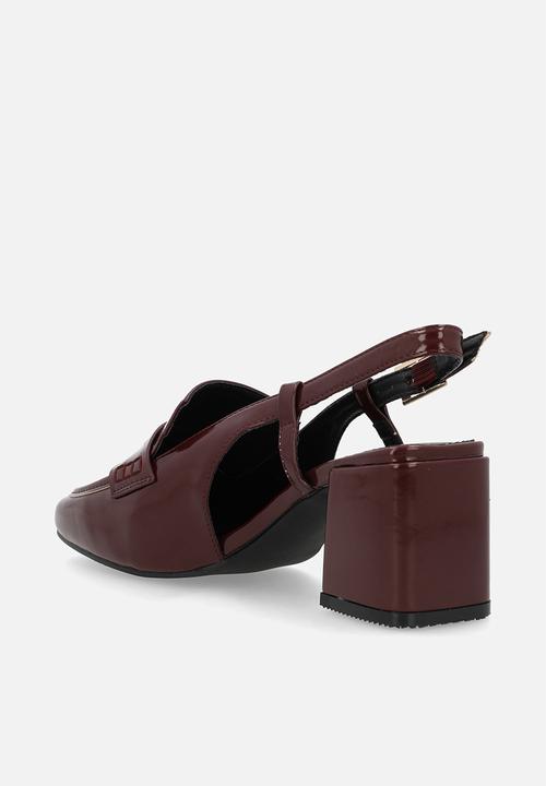 Raid London - Nisha block slingback heel - burgundy patent