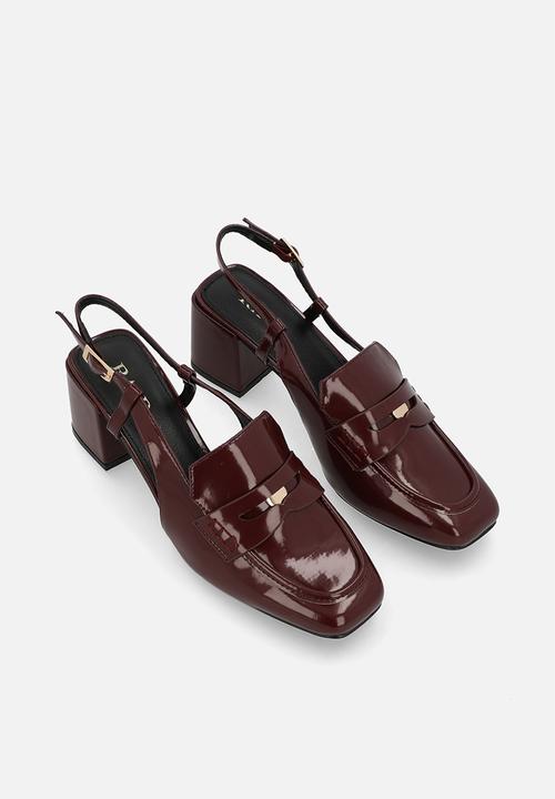 Raid London - Nisha block slingback heel - burgundy patent