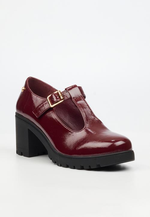 Miss Black - Crave 7 mary jane chunky block heel - wine