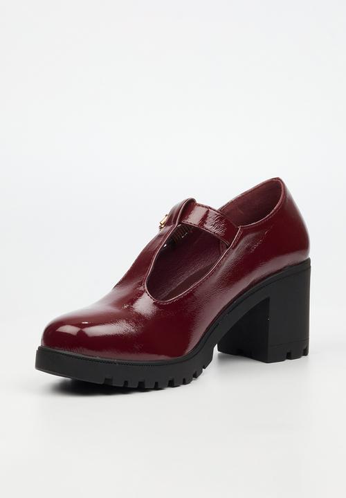 Miss Black - Crave 7 mary jane chunky block heel - wine