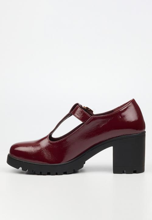 Miss Black - Crave 7 mary jane chunky block heel - wine