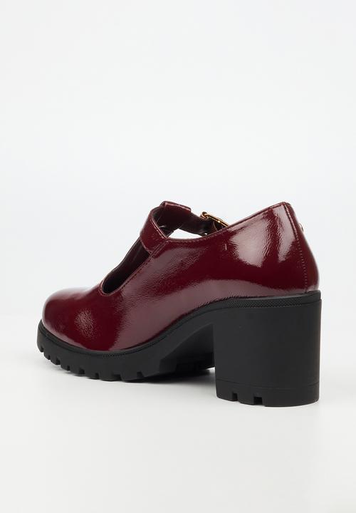 Miss Black - Crave 7 mary jane chunky block heel - wine