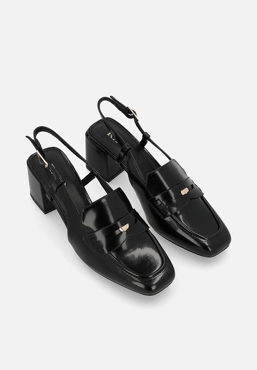 Nisha block slingback heel - black patent
