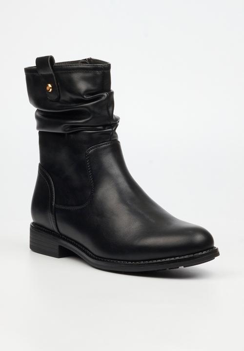 Miss Black - Mirror 1 ruched ankle boot - black