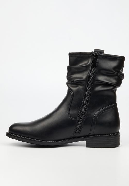 Miss Black - Mirror 1 ruched ankle boot - black