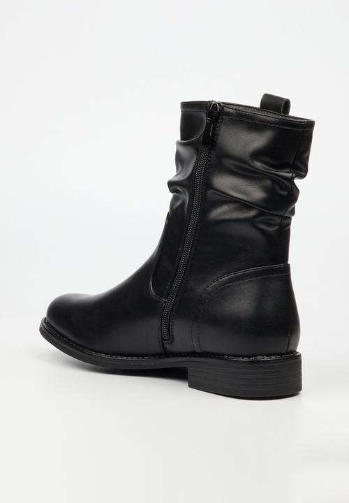 Miss Black - Mirror 1 ruched ankle boot - black