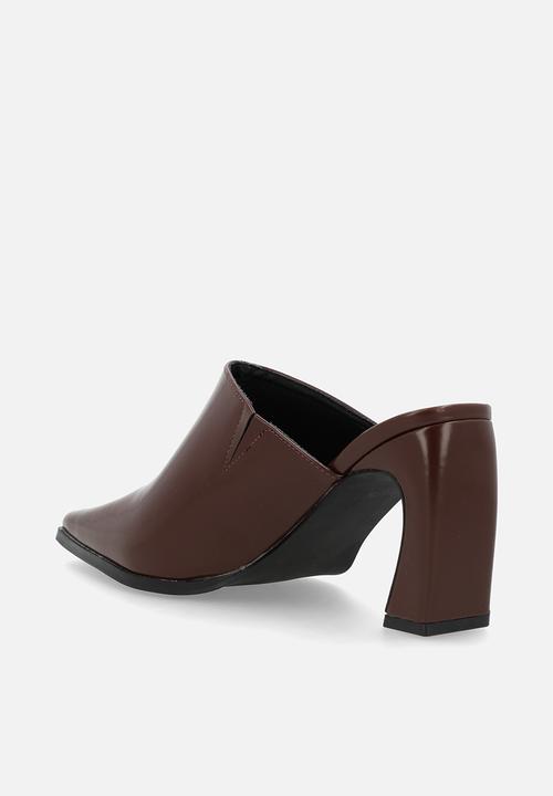 Raid London - Hania block mule heel - brown box pu