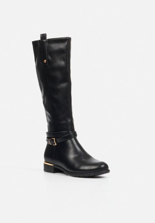 Hadar 27 gold buckle rider boot - black