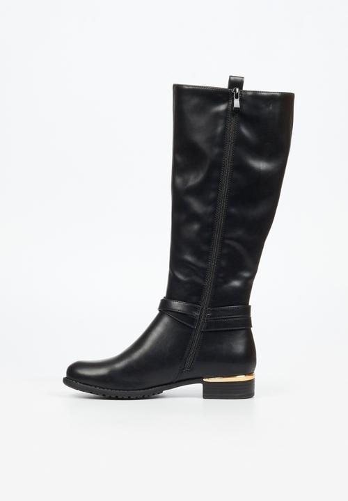 Miss Black - Hadar 27 gold buckle rider boot - black
