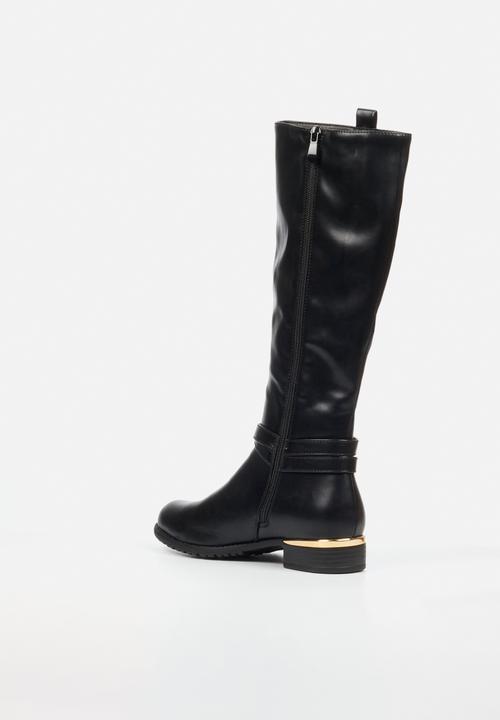 Miss Black - Hadar 27 gold buckle rider boot - black