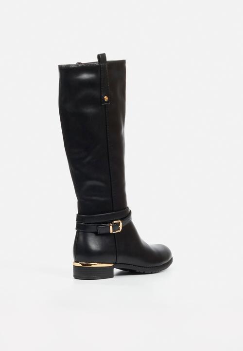 Miss Black - Hadar 27 gold buckle rider boot - black